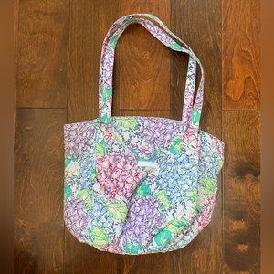 Vera Bradley Happy Hydrangeas Large Shoulder Bag Purse New